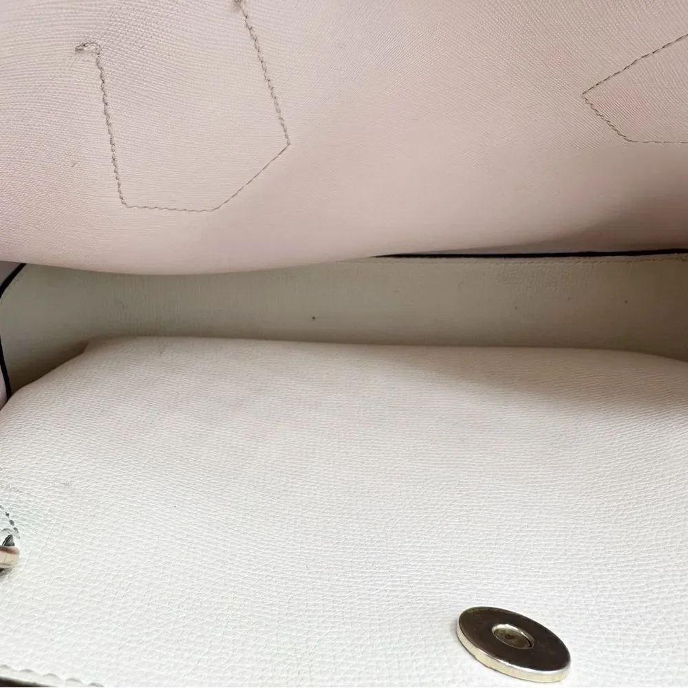 DKNY Sullivan Leather‎ Convertible Satchel Ivory/Gold Bag Purse Spring Summer